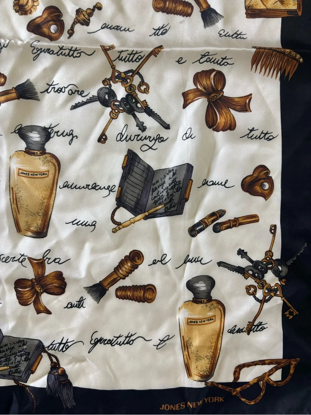 Vintage Jones New York Women’s Perfume & Glamour Scarf 100% Silk